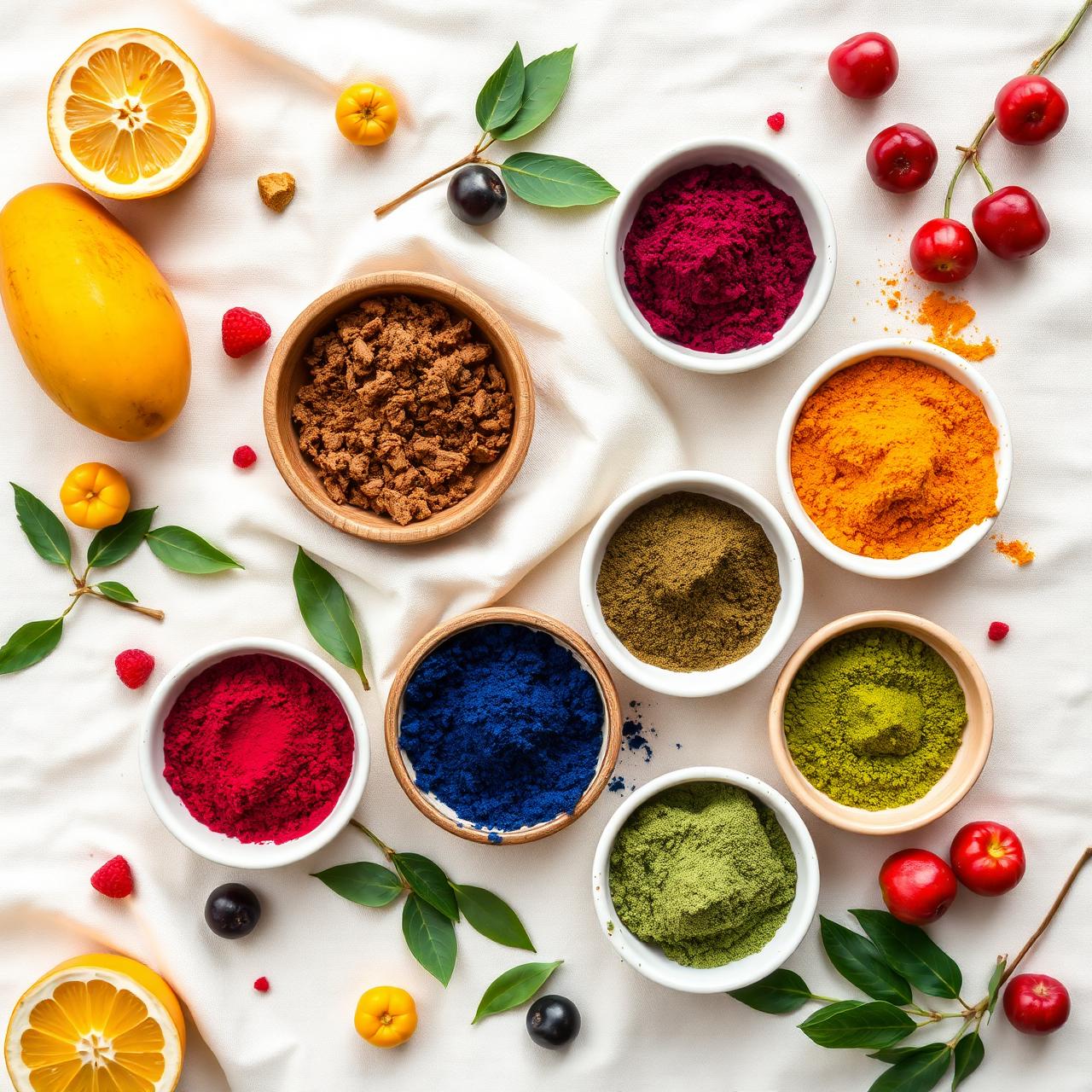 Variety of food powders